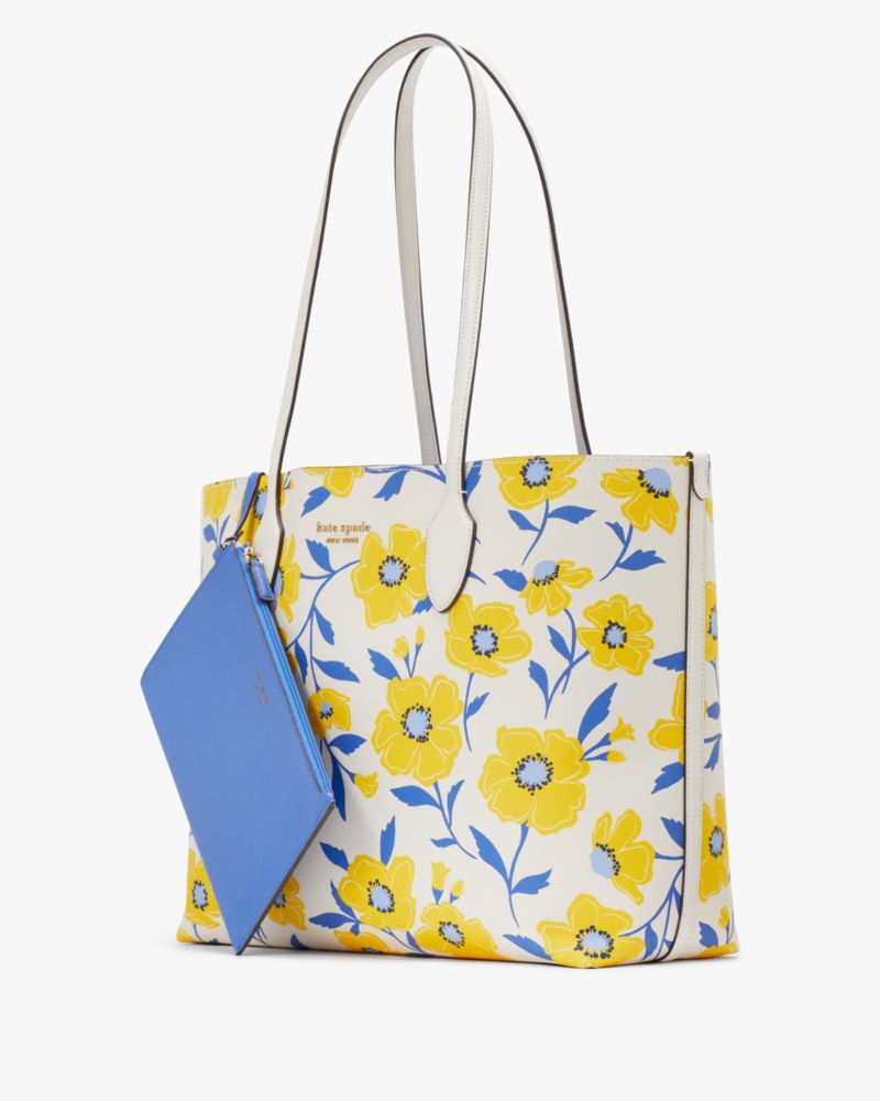 Kate Spade,Bleecker Sunshine Floral Large Tote,Leather,Tote,PVC,Logo,Metal,Casual,