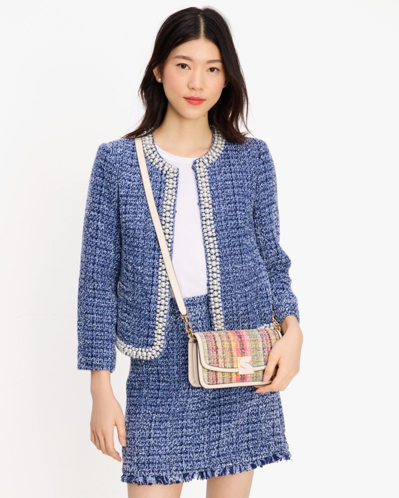 Kate Spade,Dakota Tweed Small Crossbody,Parchment Multi