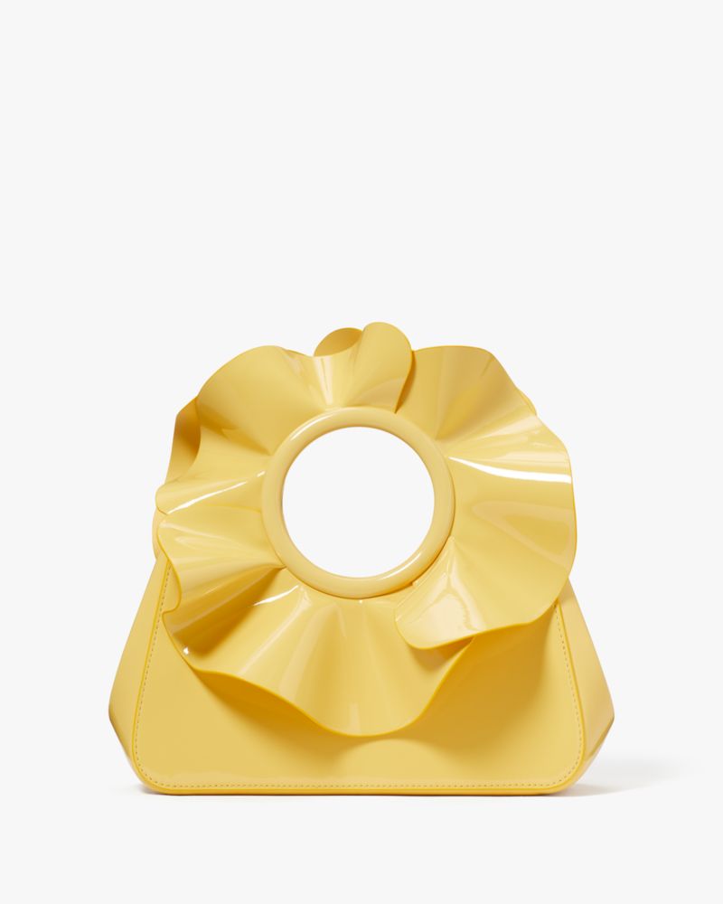 Kate Spade,Flora Faux Patent Leather Bracelet Crossbody,Faux Leather,Clutch,PVC,Faux Leather,3D Embellishment,Logo,Metal,P...,