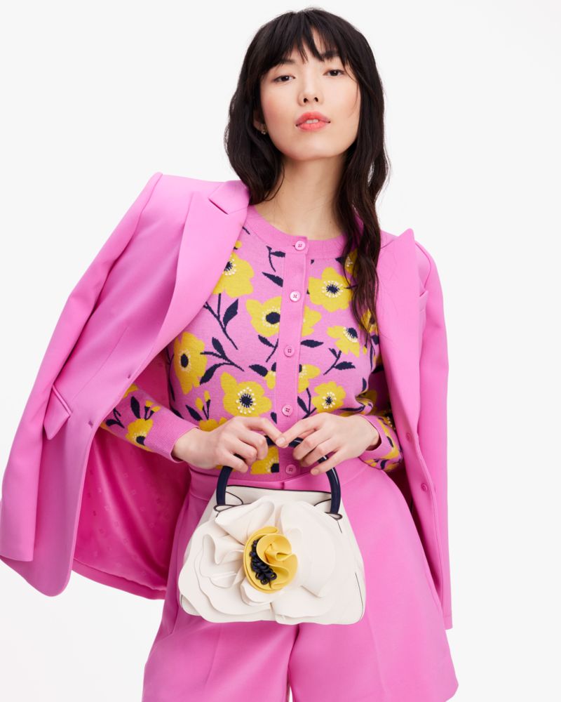 Kate Spade,Flora Patent Leather 3d Flower Top-handle Bag,
