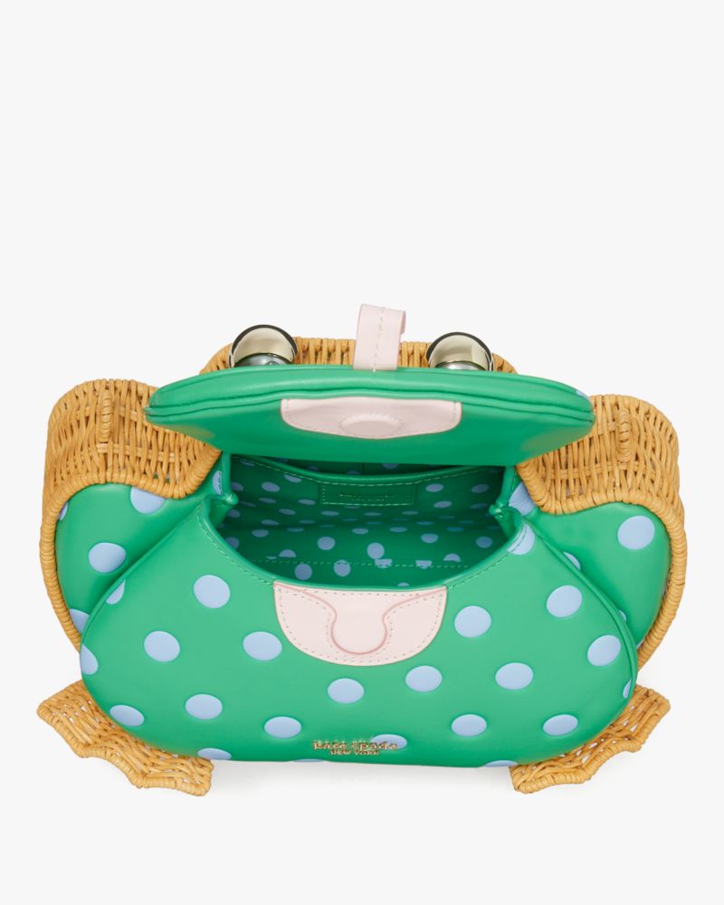 Kate Spade Lily Polka Dot Wicker 3D Frog Crossbody. 4