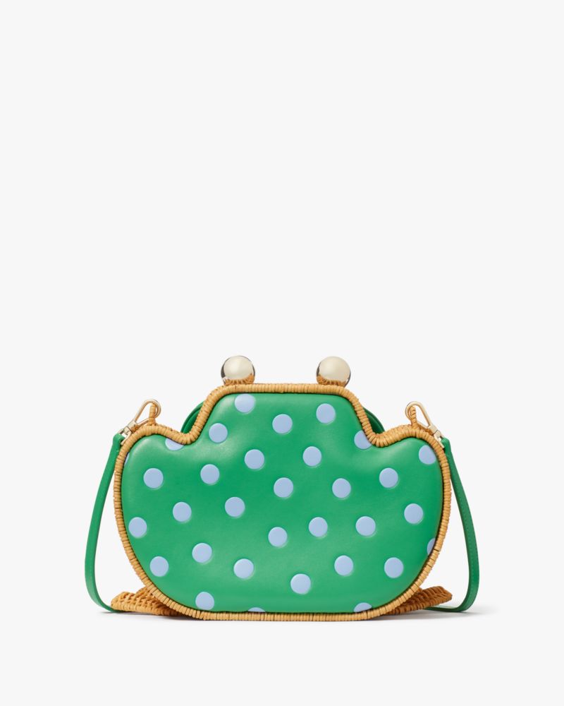 Kate Spade Lily Polka Dot Wicker 3D Frog Crossbody. 5