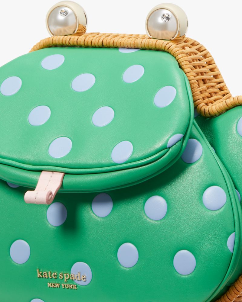 Kate Spade Lily Polka Dot Wicker 3D Frog Crossbody. 6