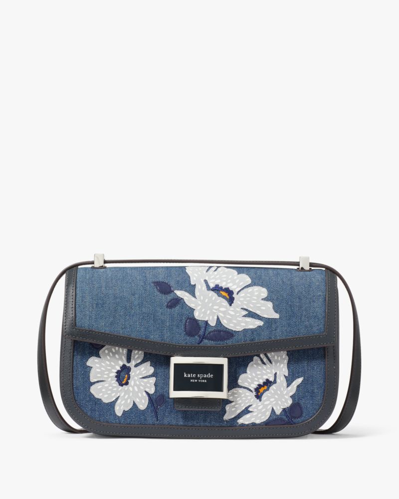 Kate Spade,Katy Embellished Denim Medium Convertible Shoulder Bag,Winters Night Multi