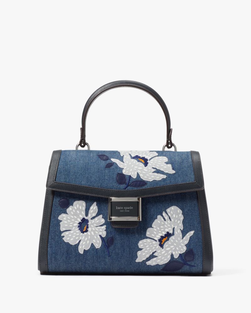 Kate Spade Katy Embellished Tasche aus Denim mit Griff, mittelgroß