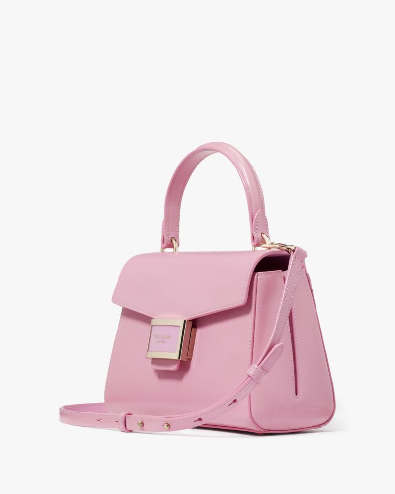 Kate Spade,Katy Shiny Small Top-handle Bag,Leather,Crossbody,Logo,Day Party,Pink