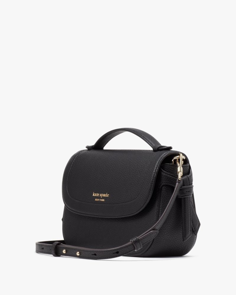 Kate Spade,Knott Top-handle Crossbody,Leather,Crossbody,Metal,Logo,Day Party,Black