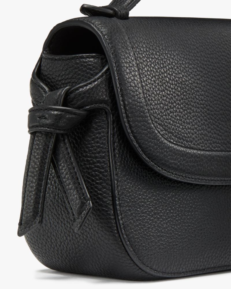 Kate Spade,Knott Top-handle Crossbody,Leather,Crossbody,Metal,Logo,Day Party,Black