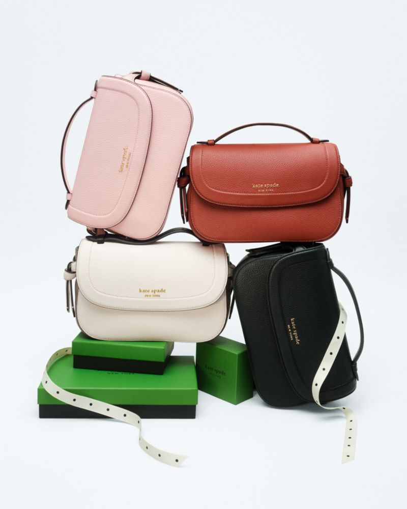 Kate Spade,Knott Top-handle Crossbody,Leather,Crossbody,Metal,Logo,Day Party,Black