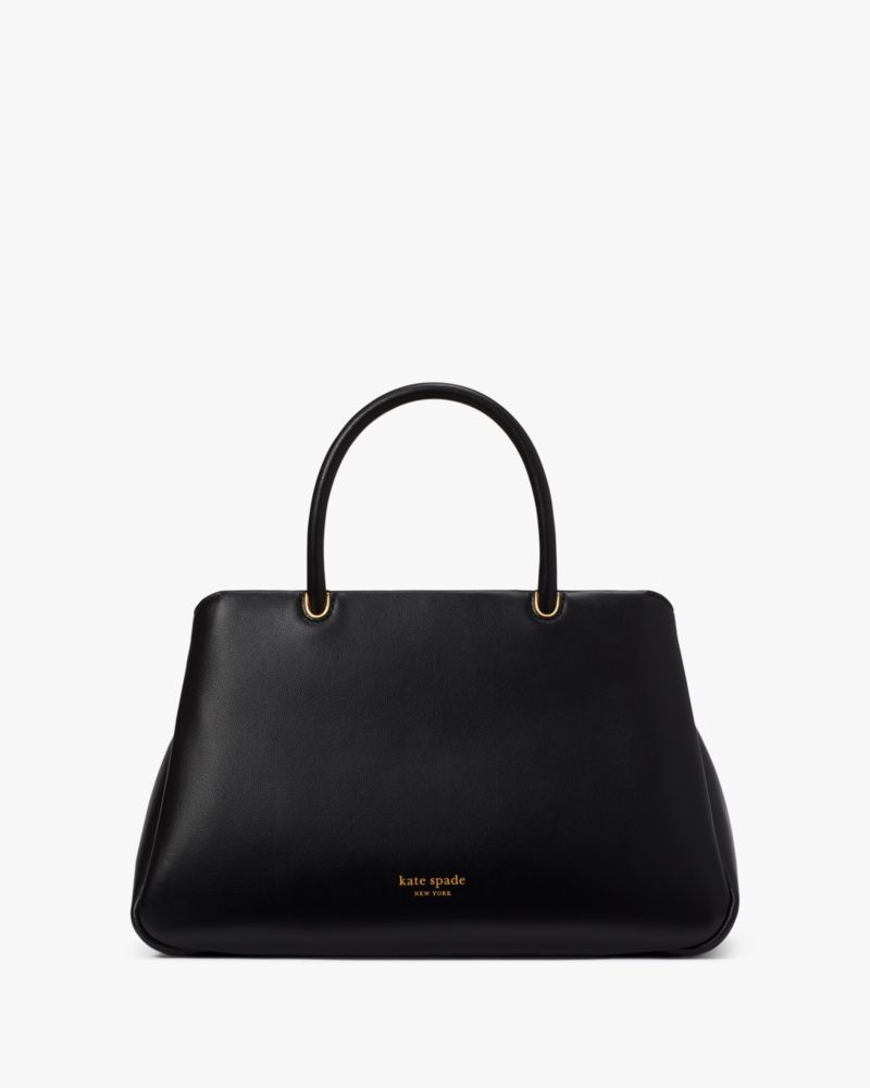 Kate Spade,Grace Fine Grain Leather Medium Satchel,Black