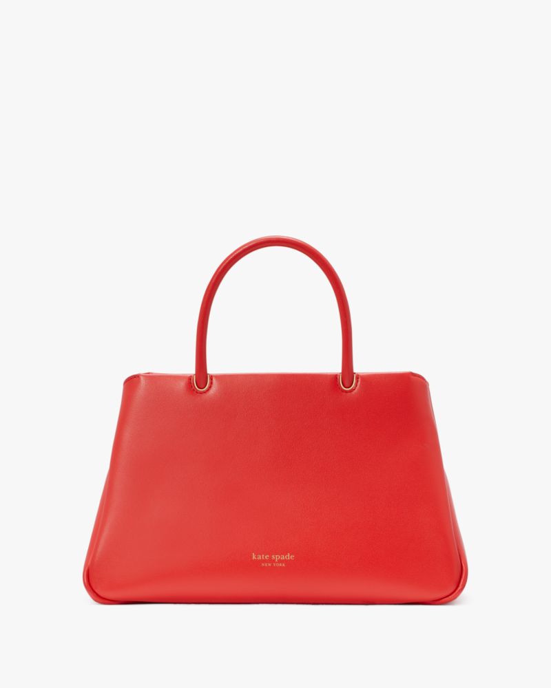 Kate Spade,Grace Fine Grain Leather Medium Satchel,Flame Scarlet