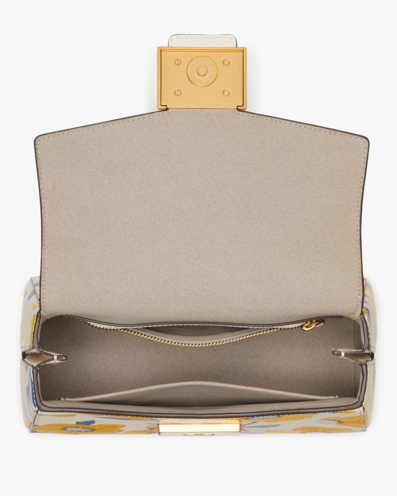 Kate Spade,Katy Sunshine Floral Textured Leather Small Top-handle Bag,Leather,Crossbody,Logo,Word Embellishment,Day Party,