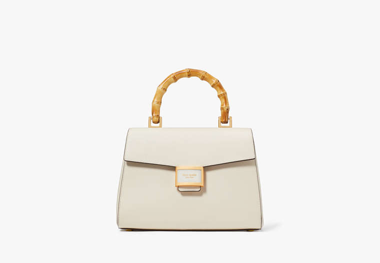 Kate Spade,Katy Textured Leather Bamboo Medium Top-Handle Bag,Halo White image number 0