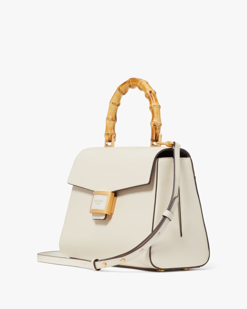 Kate Spade,Katy Textured Leather Bamboo Medium Top-handle Bag,Leather,Satchel,Logo,Mixed Media,Word Embellishment,Day Party,