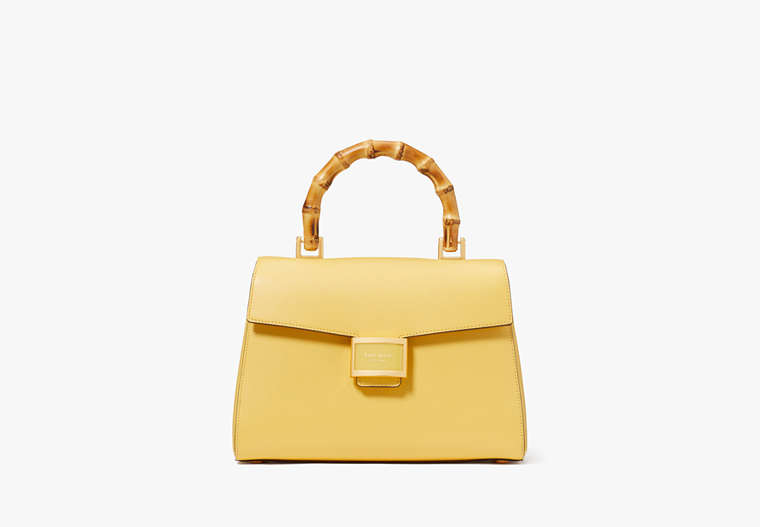 Kate Spade,Katy Textured Leather Bamboo Medium Top-Handle Bag,Summer Daffodil image number 0