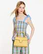 Kate Spade,Katy Textured Leather Bamboo Medium Top-Handle Bag,Summer Daffodil