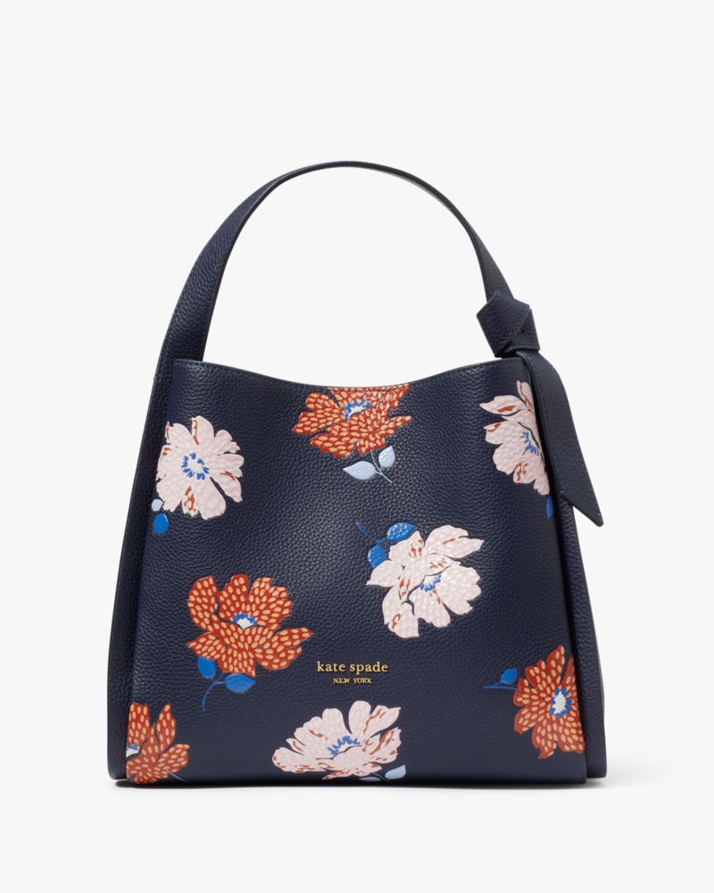 Kate Spade,Knott Dotty Floral Embossed Medium Crossbody Tote,Parisian Navy Multi