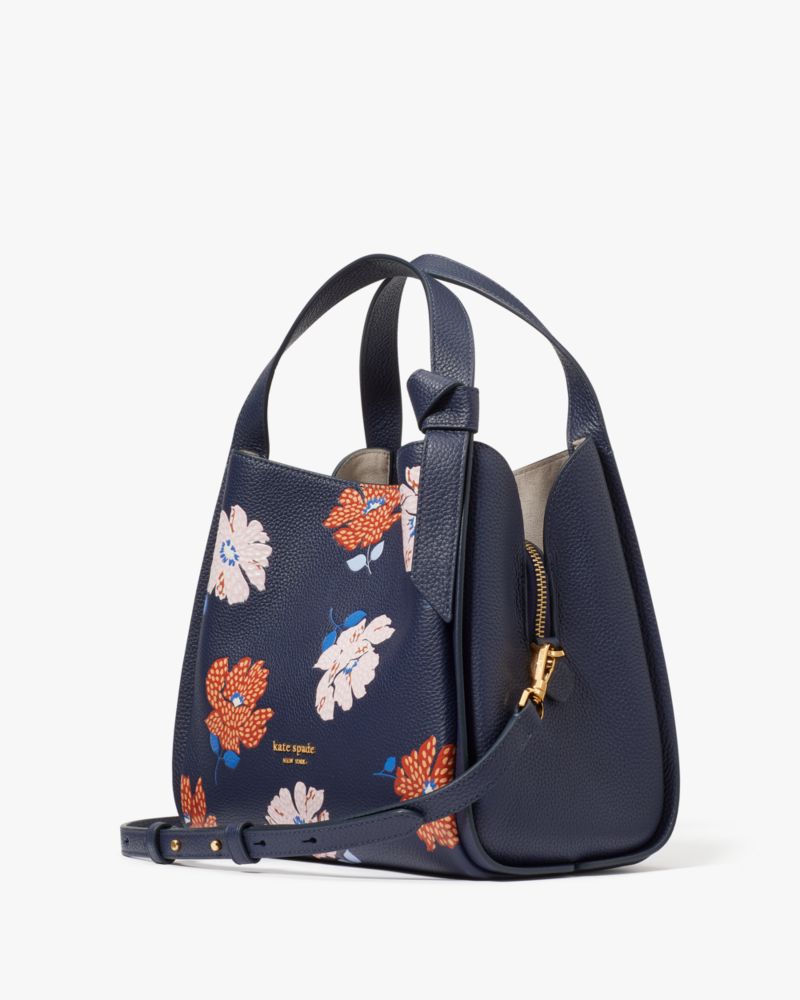 Kate Spade,Knott Dotty Floral Embossed Medium Crossbody Tote,Parisian Navy Multi