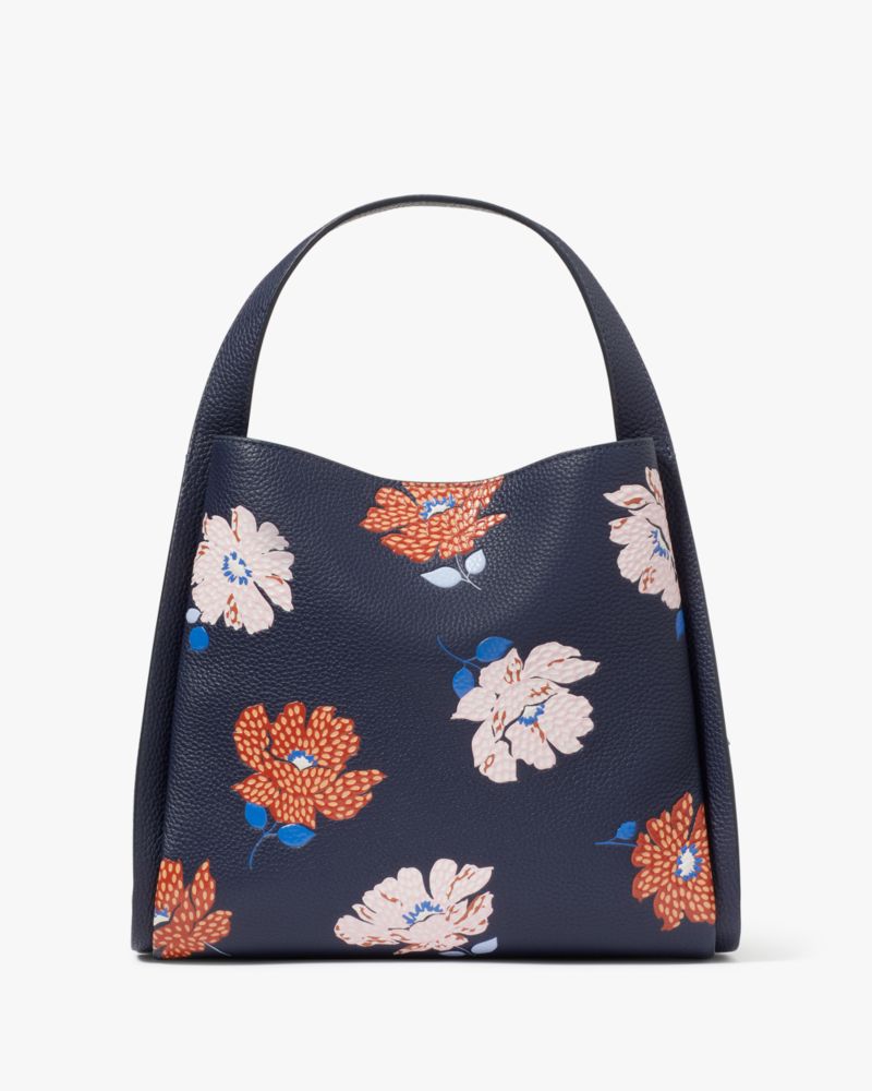 Kate Spade,Knott Dotty Floral Embossed Medium Crossbody Tote,Leather,Hobo,Knot,Logo,Metal,Casual,