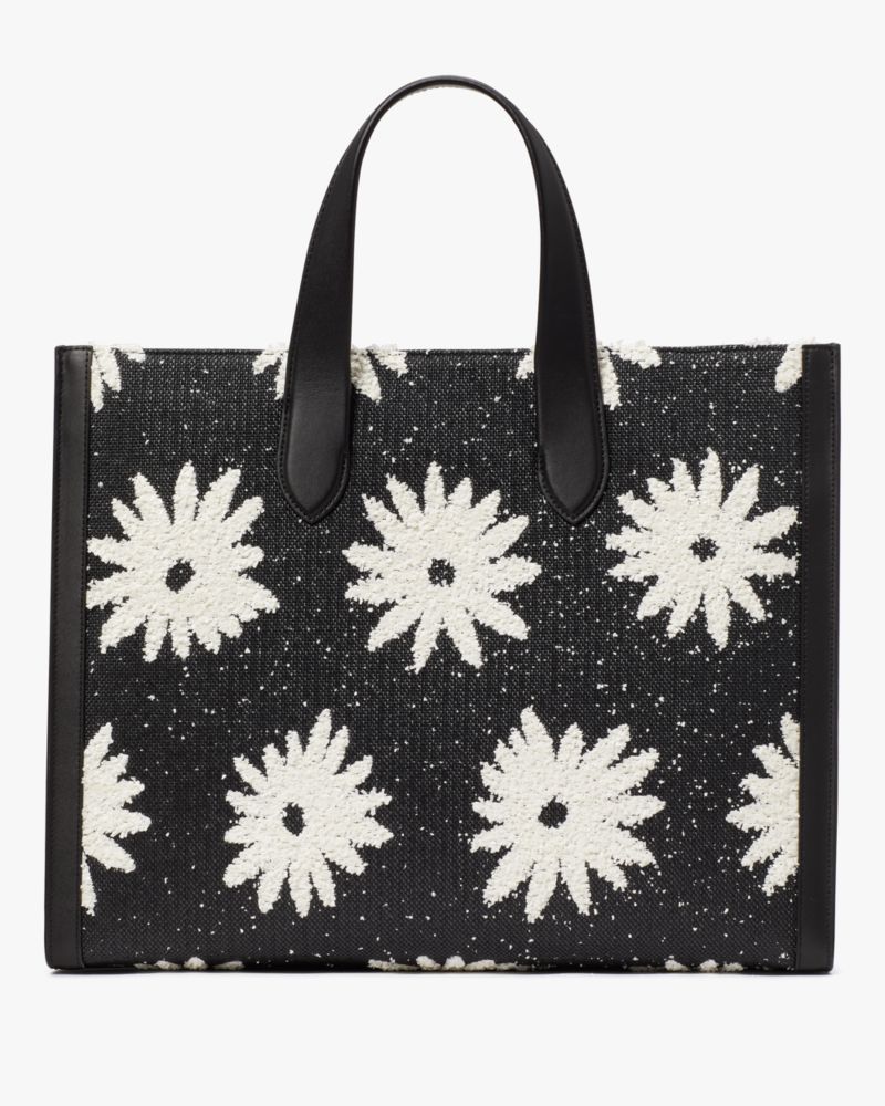 Kate Spade,Manhattan Floral Straw Large Tote,Leather,Tote,Straw,Logo,Metal,Casual,