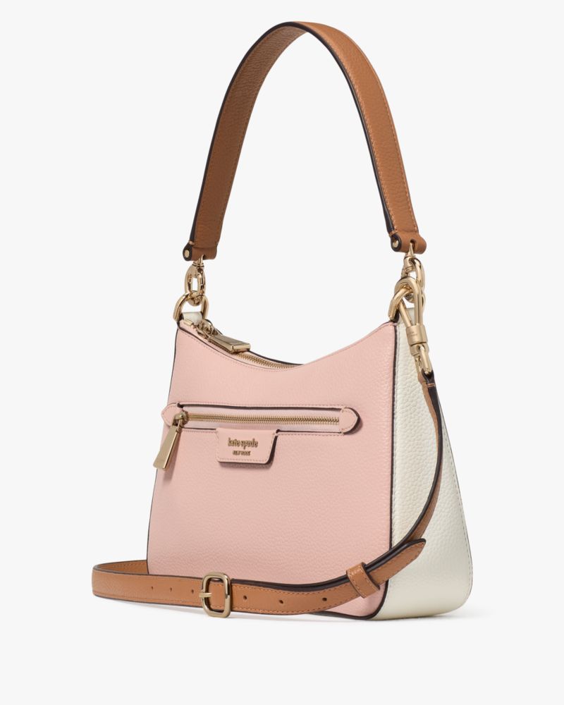 Kate Spade,Hudson Colorblocked Convertible Crossbody,Leather,Crossbody,Logo,Word Embellishment,Shoulder Guard,Day Party,Pink