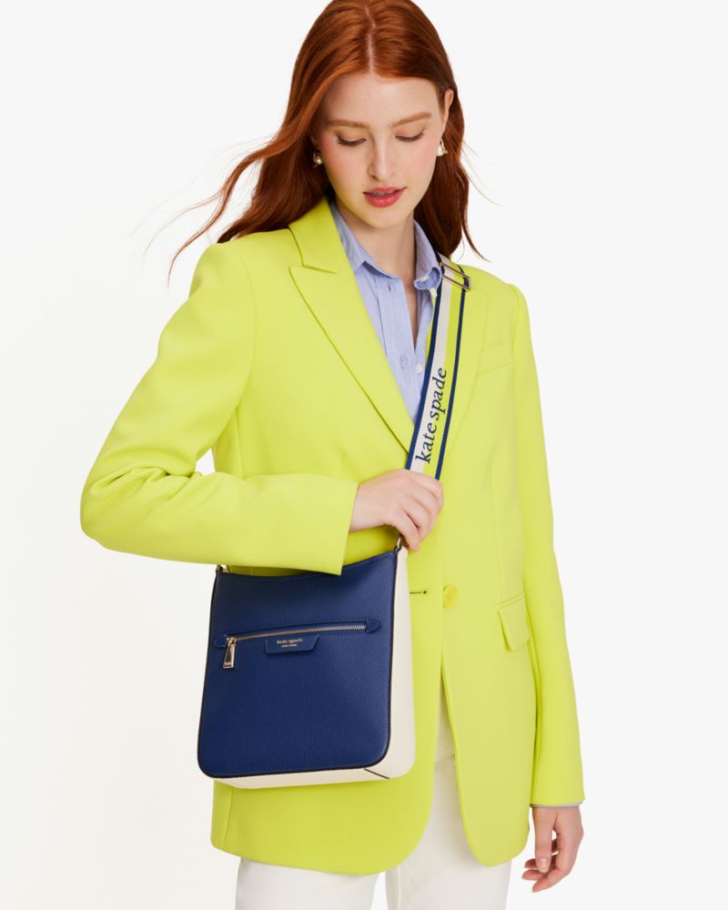 Kate Spade,Hudson Colorblocked Pebbled Leather Large Messenger Crossbody,Outerspace Multi