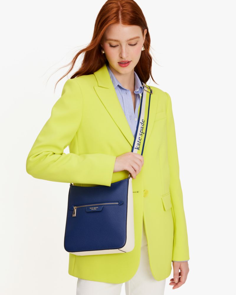 Kate Spade,Hudson Colorblocked Pebbled Leather Large Messenger Crossbody,