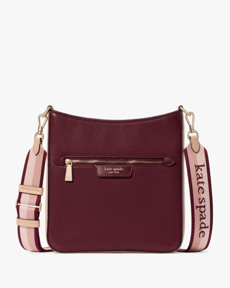 Kate Spade,Hudson Colorblocked Pebbled Leather Large Messenger Crossbody,Leather,Crossbody,Stripe,Casual,