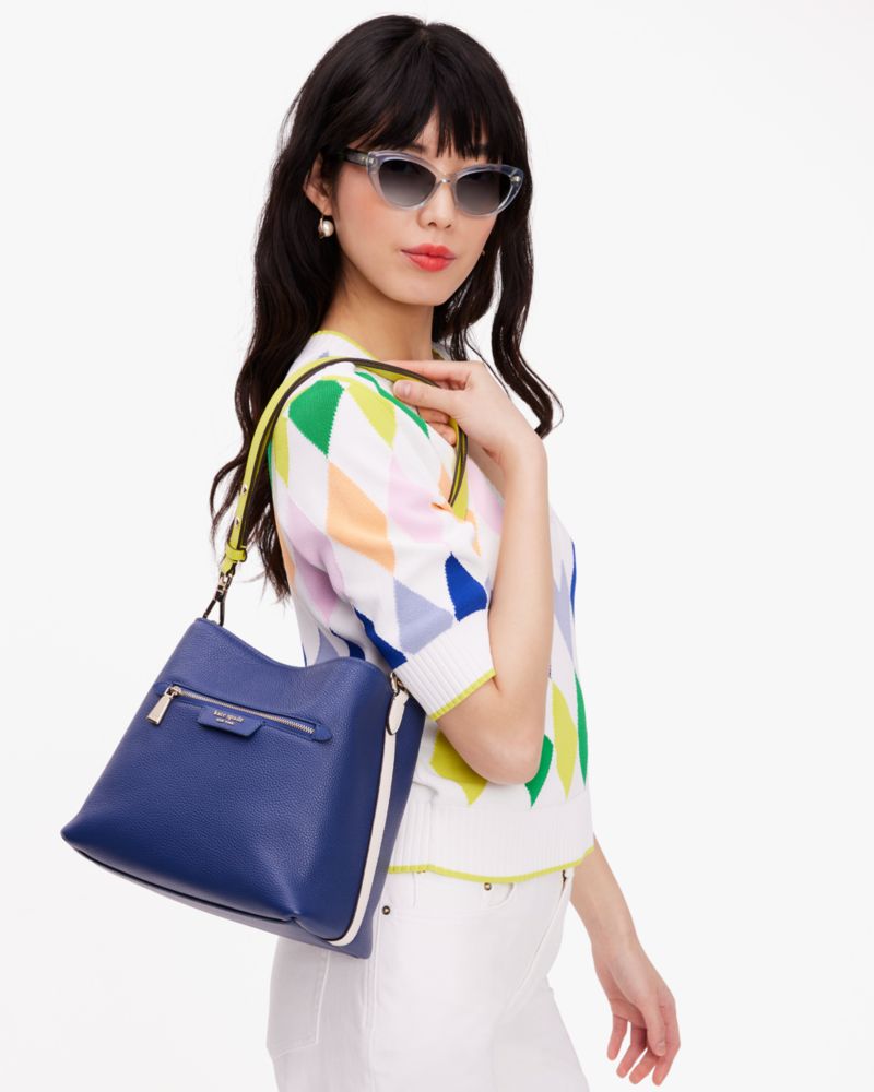 Hudson Colorblocked Pebbled Leather Shoulder Bag