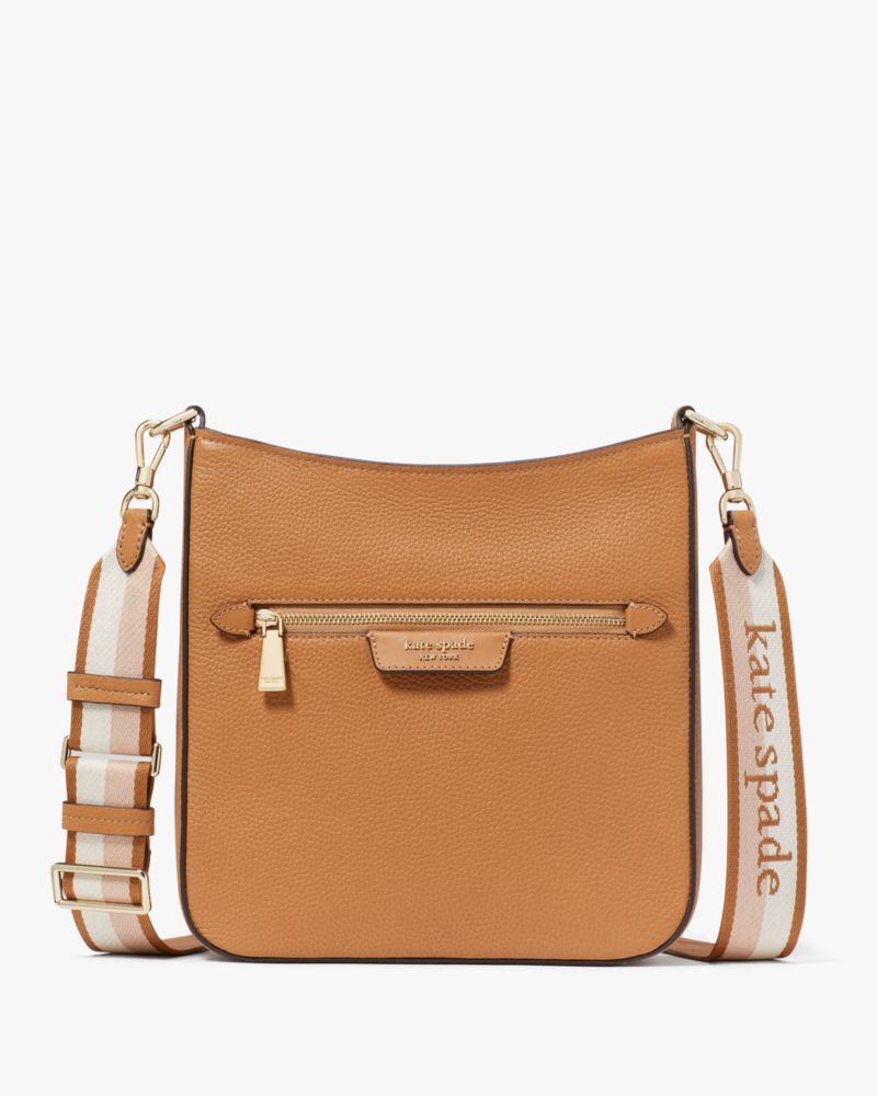 Kate Spade,Hudson Pebbled Leather Large Messenger Crossbody,Bungalow