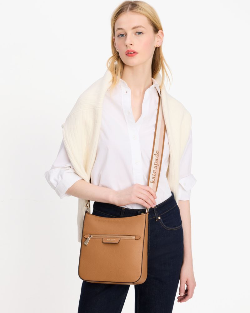 Kate Spade,Hudson Pebbled Leather Large Messenger Crossbody,Bungalow