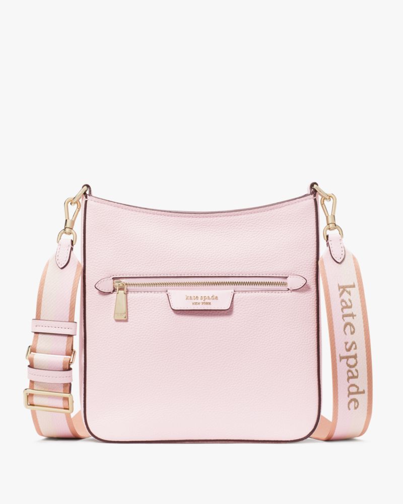 Kate Spade,Hudson Pebbled Leather Large Messenger Crossbody,Shimmer Pink