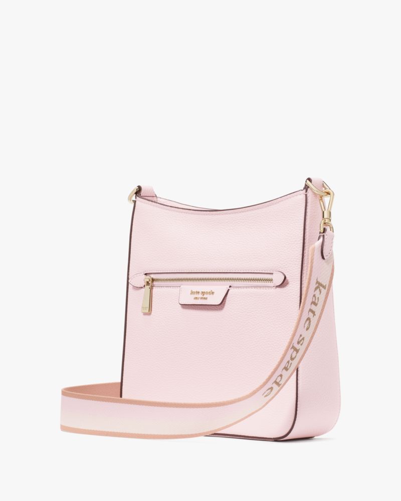 Kate Spade,Hudson Pebbled Leather Large Messenger Crossbody,Pink