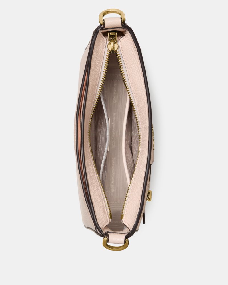 Kate Spade,Hudson Messenger Crossbody Bag,Leather,Crossbody,Logo,Stripe,Metal,Casual,Pink