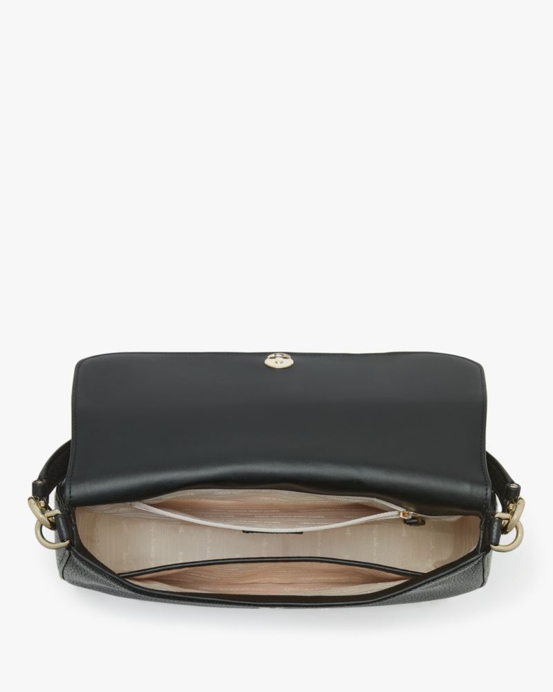 Kate Spade,Hudson Convertible Shoulder Bag,Leather,Shoulder Bag,Metal,Logo,Shoulder Guard,Casual,Day Party,Black