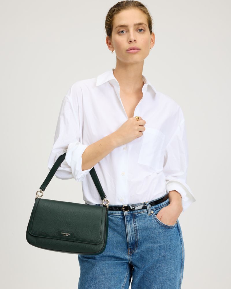 Kate Spade,Hudson Convertible Flap Shoulder Bag,Emerald