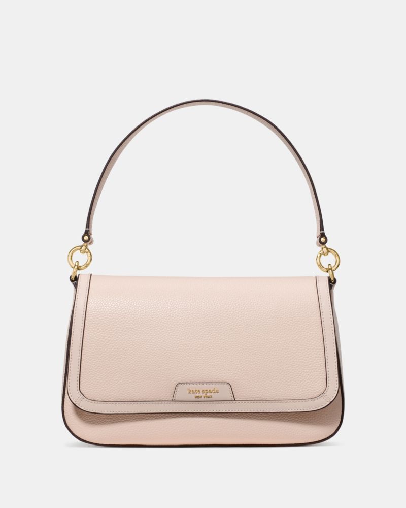 Kate Spade,Hudson Convertible Shoulder Bag,Leather,Shoulder Bag,Metal,Logo,Shoulder Guard,Casual,Pink