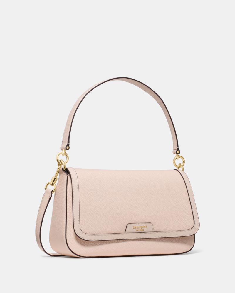 Kate Spade,Hudson Convertible Shoulder Bag,Leather,Shoulder Bag,Metal,Logo,Shoulder Guard,Casual,Pink