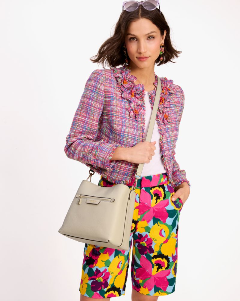 Kate Spade,Hudson Pebbled Leather Shoulder Bag,Beige