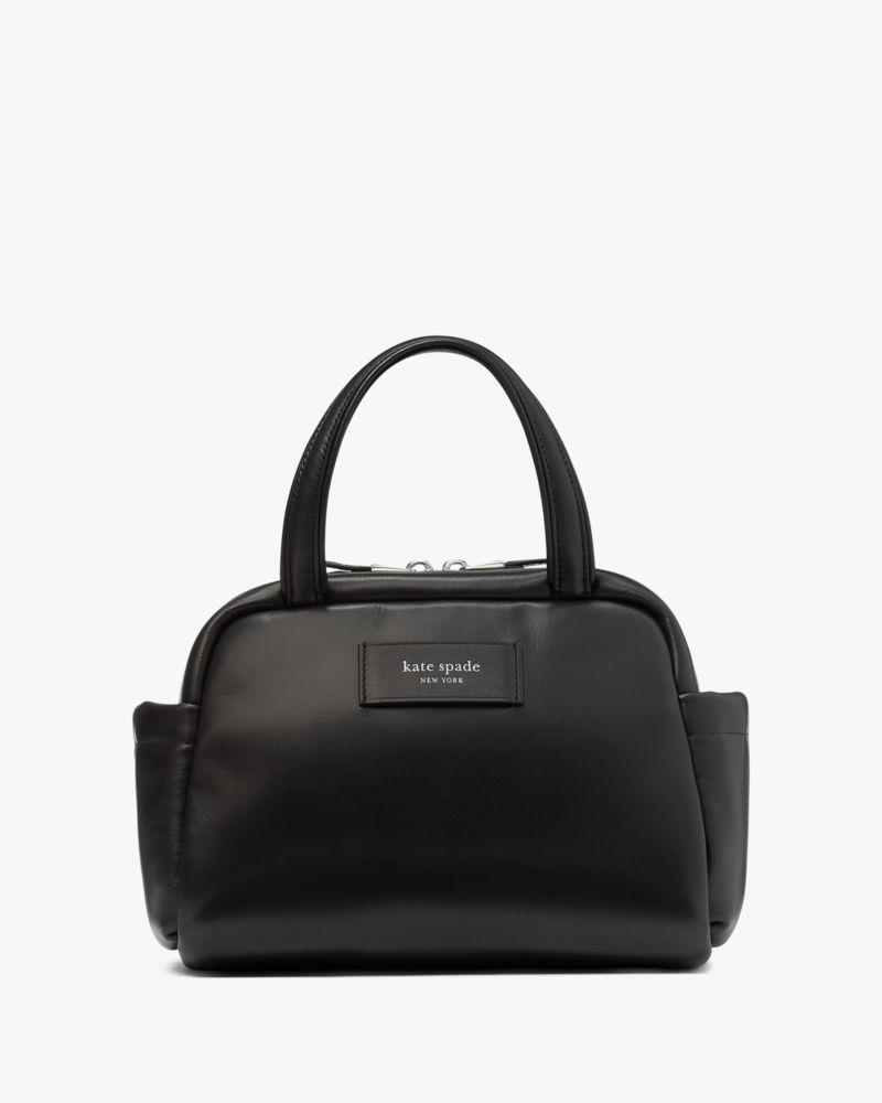 Kate Spade,パフド レザー サッチェル,ハンドバッグ,ブラック