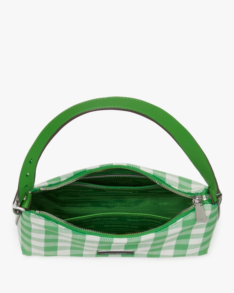 Kate Spade,Sam Icon Gingham Printed Fabric Small Shoulder Bag,Leather,Shoulder Bag,Shell,Logo,Metal,Casual,Multi Color