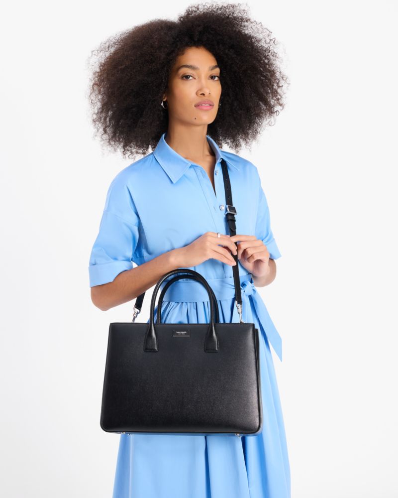 Kate Spade,Sam Icon Large Tote,Tote,Logo,Applique,Work,Casual,Black