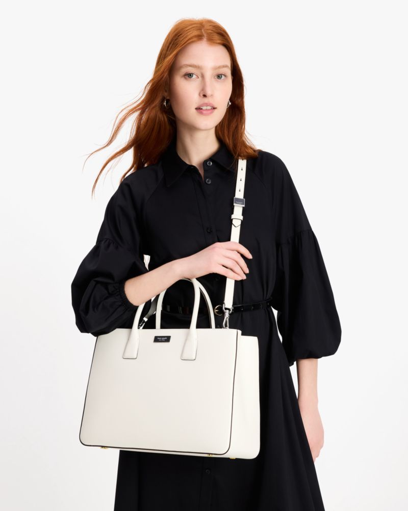 Kate Spade,Sam Icon Large Tote,Tote,Logo,Applique,Work,Casual,Cream