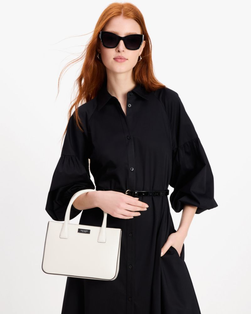 Kate Spade,Sam Icon Square Tote,Crossbody,Metal,Logo,Casual,Cream