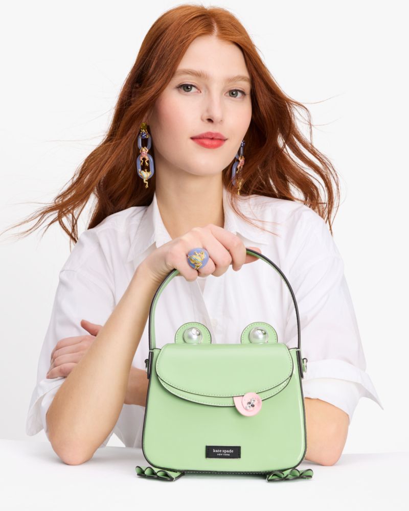 Kate Spade,Lily Patent Leather 3D Frog Hobo Bag,