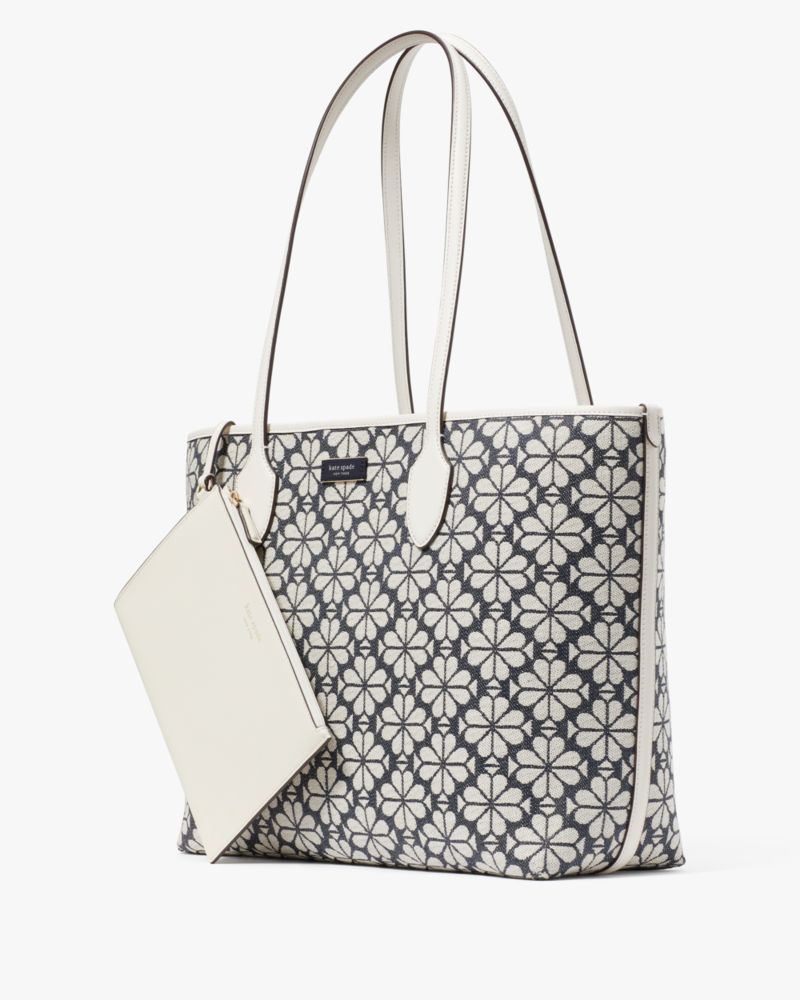 Kate Spade,Spade Flower Jacquard Bleecker Large Tote,Charcoal Grey Multi