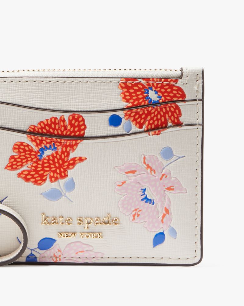 Kate Spade Morgan Dotty Floral Embossed Card Case Wristlet. 4