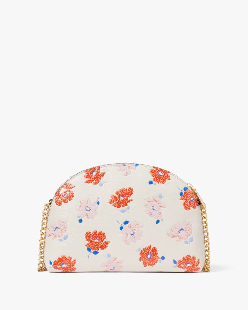 Morgan Dotty Floral Embossed Double-zip Dome Crossbody