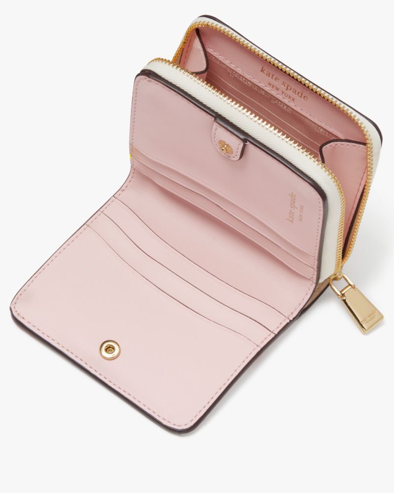 Kate Spade,モーガン ドッティ フローラル エンボスド スモール コンパクト ウォレット,ミニ財布,ホワイトマルチ