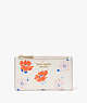 Kate Spade,Morgan Dotty Floral Embossed Small Slim Bifold Wallet,White Multi